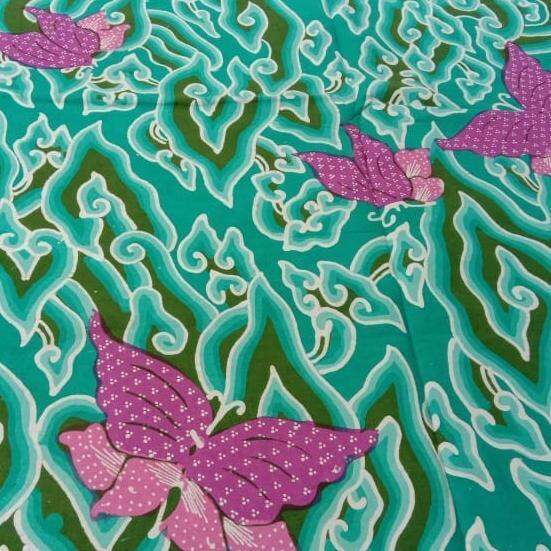 Kain Batik Tulis Motif Mega Mendung Kupu Hijau Tosca Lazada Indonesia