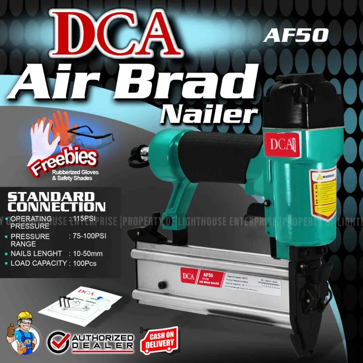 Dca Mm Bar Air Brad Nailer Af W Free Gloves Safety Shades