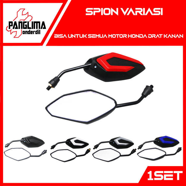 Spion Variasi Semua Jenis Motor Honda Drat Kanan Baut Putih Merah