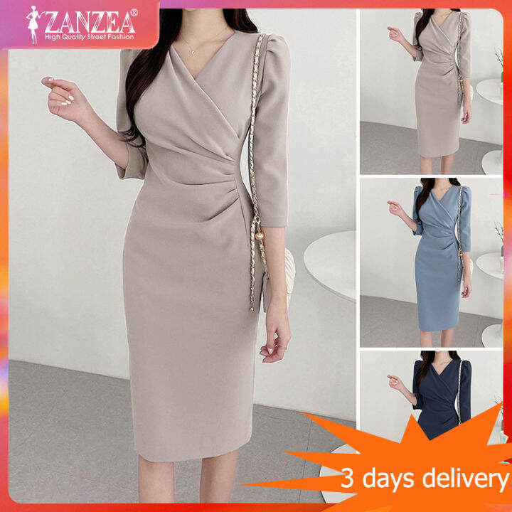 3 Days Delivery Esolo ZANZEA Korean Style Women Elegant Party Pleated