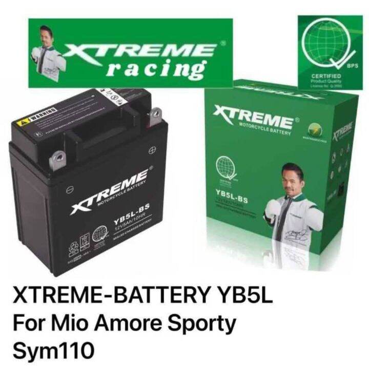 XTREME MOTORCYCLE BATTERY YB5L BS For MIO AMORE SPORTY SYM110 Lazada PH