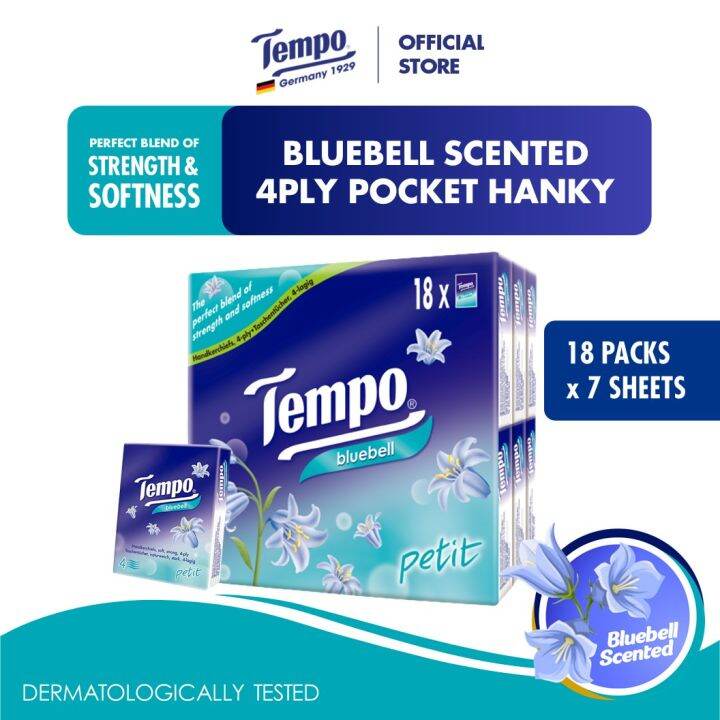 Tempo Ply Pocket Hanky Bluebell Scented Packs X Sheets Lazada