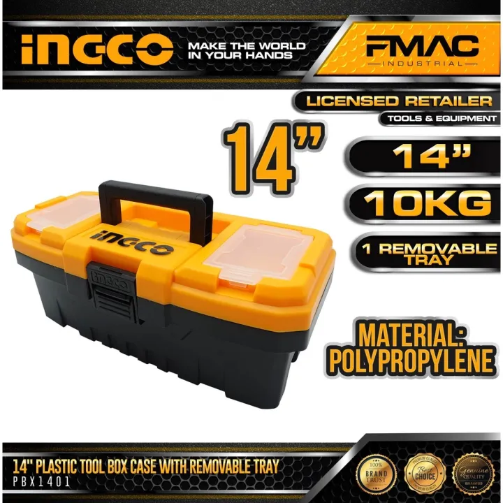 Ingco Plastic Tool Box Case With Removable Tray Pbx Fmac