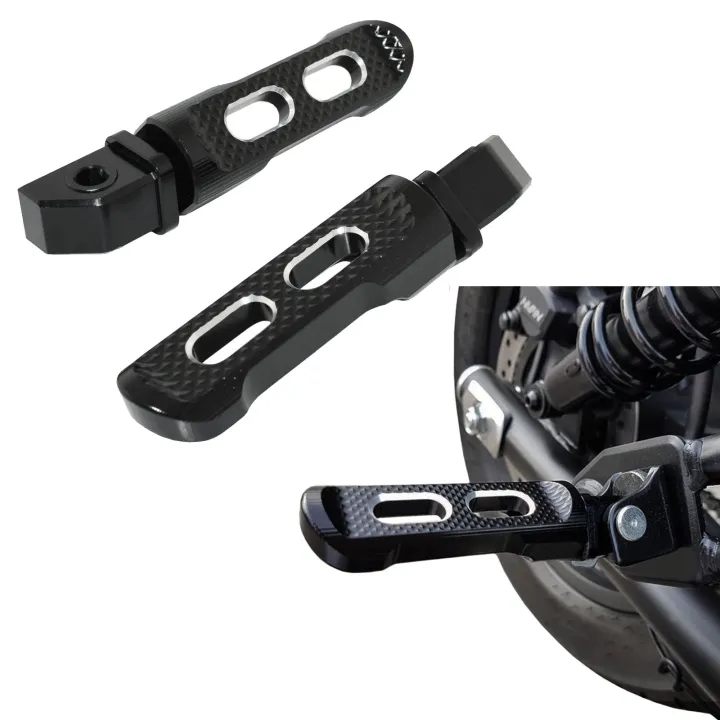 Black Motorcycle Passenger Pillion Rear Footrests Foot Rest Pegs Pedals