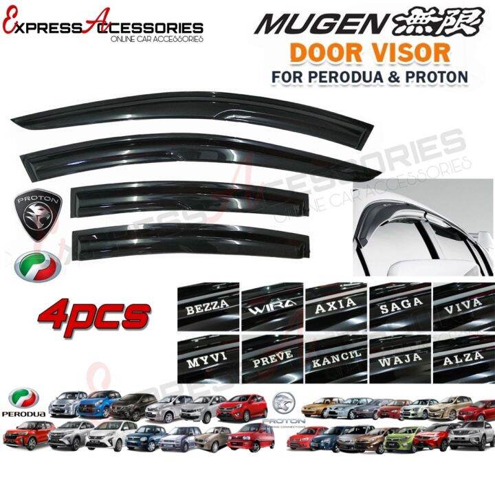 4 PCS MUGEN Door Visor Kancil ALZA 2022 Bezza Waja Viva Axia Persona