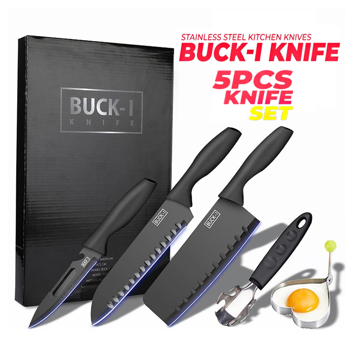 Premium Black Steel Cooking Knife Stainless Steel Kitchen Knives 5pcs