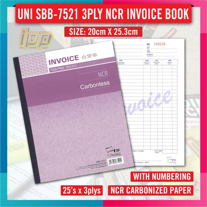 Uni Invoice Book NCR 3Ply 20cm X 25 5cm Buku Bil Tunai 25 S X 3plys