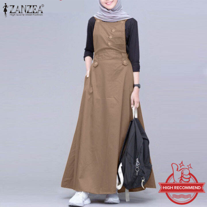 Free Shipping Zanzea Muslimah Women Muslim Sleeveless Buttons A Line