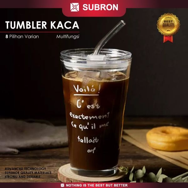 Subron Tumbler Kaca Aesthetic Ml Gelas Minum Kopi Anti Panas Dengan