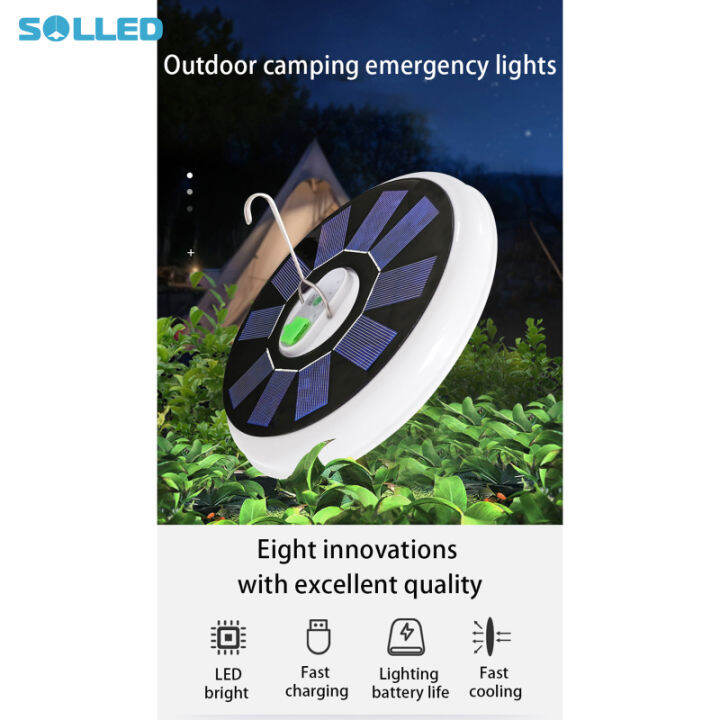 Solled W Portable Led Solar Camping Lamp With Remote Control