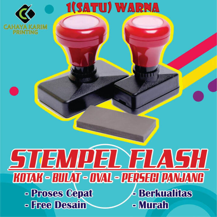 Stempel Flash Otomatis Satu Warna Ukuran Sedang Standar Kualitas