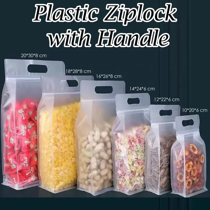 Pcs Transparent Plastic Food Packaging Ziplock Bag Handle