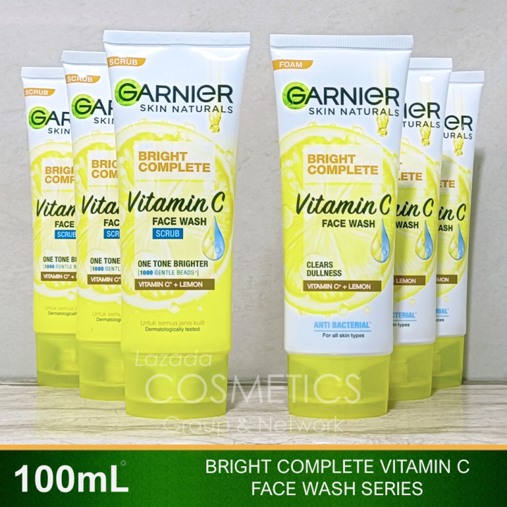 GARNIER Bright Complete Vitamin C Face Wash Foam Scrub Pencerah Wajah