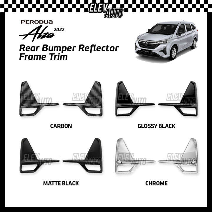 Perodua Alza Rear Bumper Reflector Frame Trim Carbon Chrome