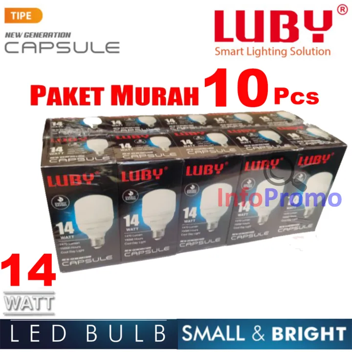 Bohlam Lampu Led Watt Luby New Generation Capsule Cahaya Putih