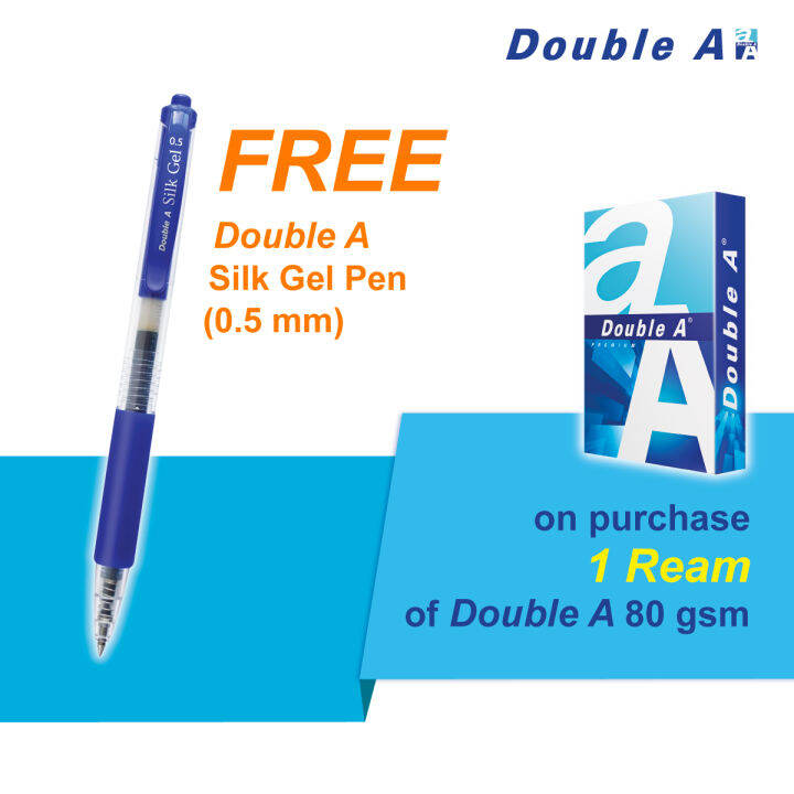 Double A Bond Paper A4 80 GSM 500 Sheets W Free 1 Double A Silk Gel