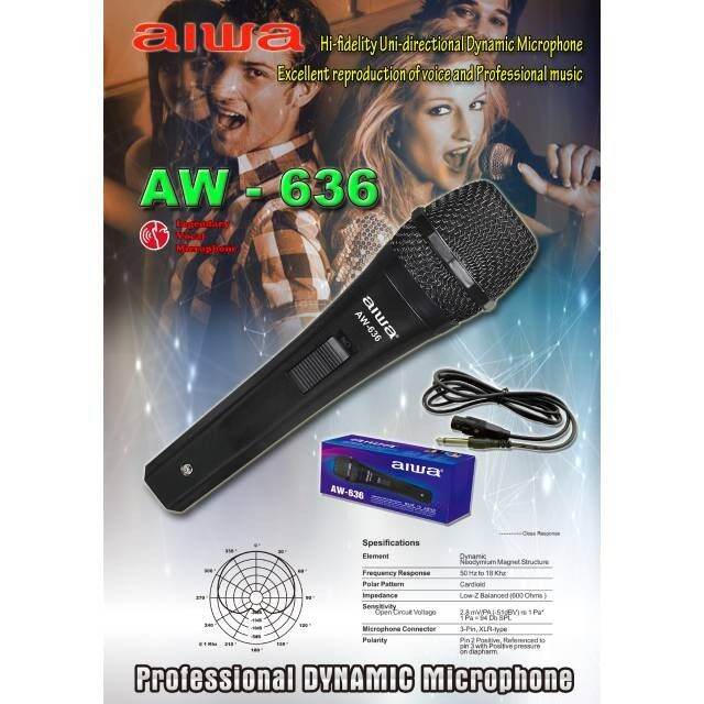 MIC KABEL AIWA AW 636 LEGENDARY VOKAL MICROPHONE AIWA AW 636 MIK MURAH