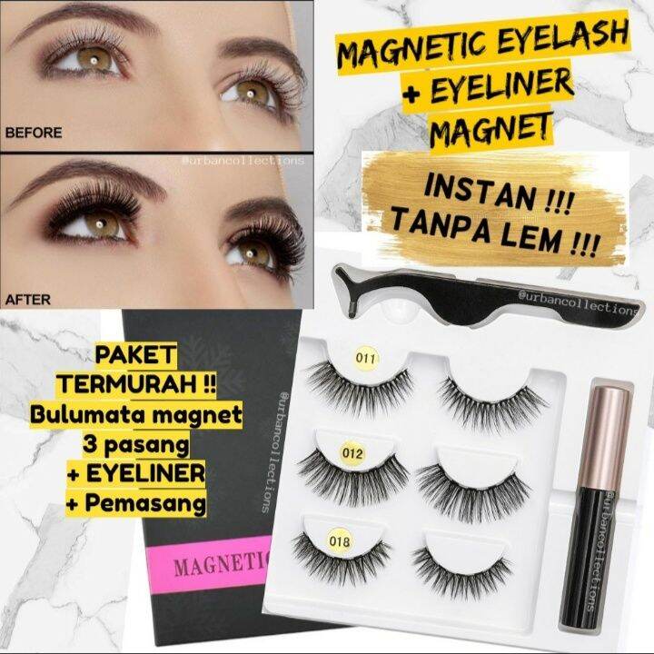 Bulu Mata Magnet 1set 3pcs Eyelash Magnetic Bulu Mata Palsu