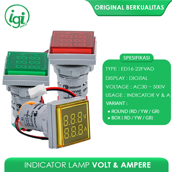 PILOT LAMP DISPLAY AMPERE VOLT KOTAK INDICATOR LED WITH A V BOX