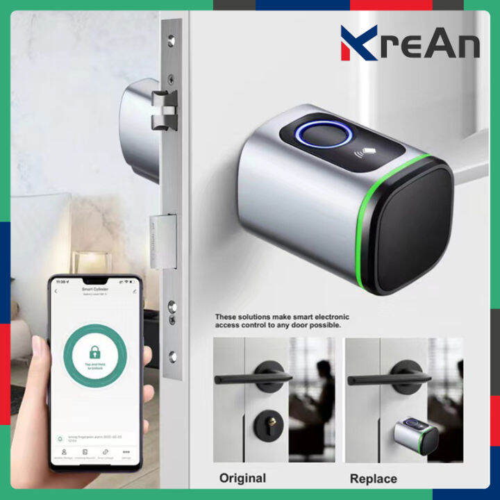 Mm Keyless Euro Profile Cylinder Tuya Ble Smart Door Lock Fingerprint