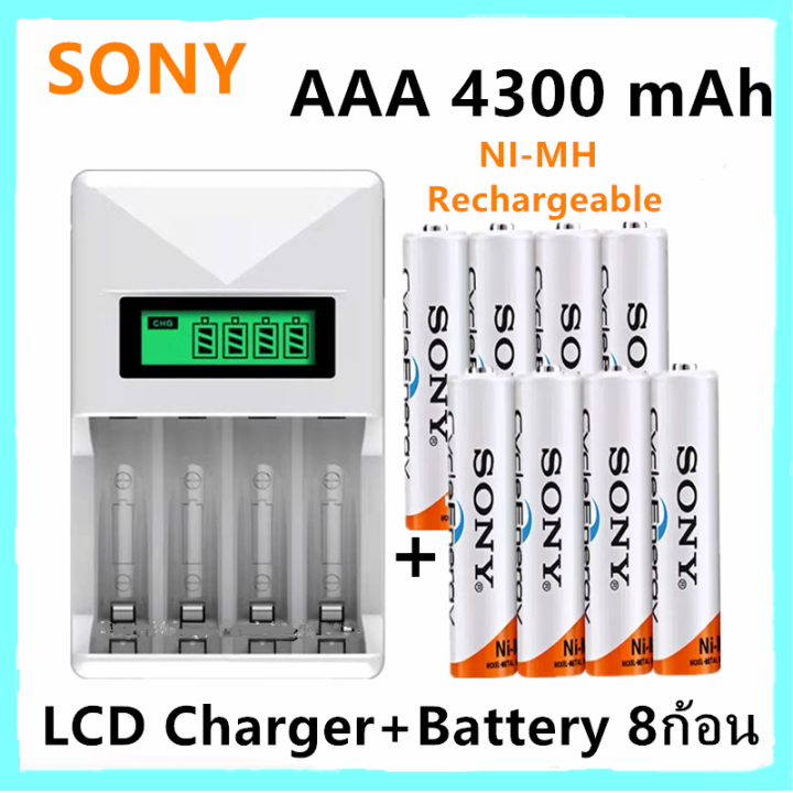 Sony ถานชารจ Charger AAA 4300 mAh8 กอน NIMH Rechargeable Battery