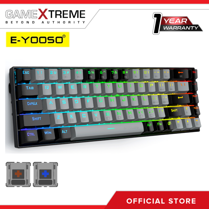 E Yooso Z 686 RGB 68Keys 65 Mechanical Gaming Keyboard Grey Black