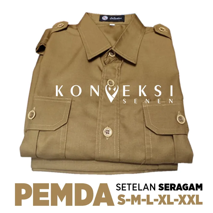 Baju Seragam PNS ASN PDH PEMDA Pria Cokelat Khaki Keky Khaki Kejaksaan