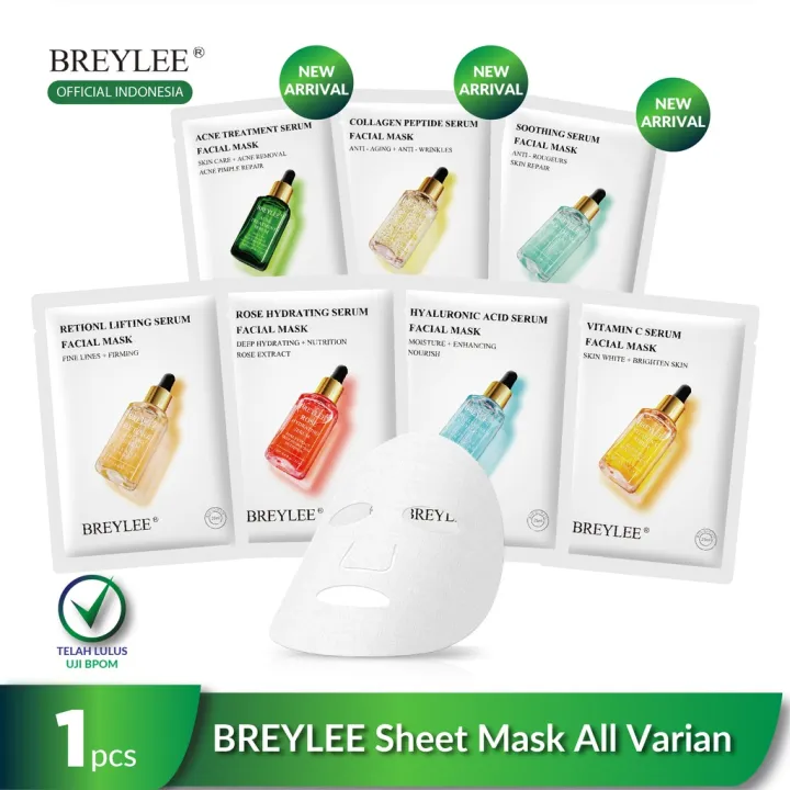 BPOM BREYLEE Sheet Mask Rose Retinol Vitamin C Hyaluronic