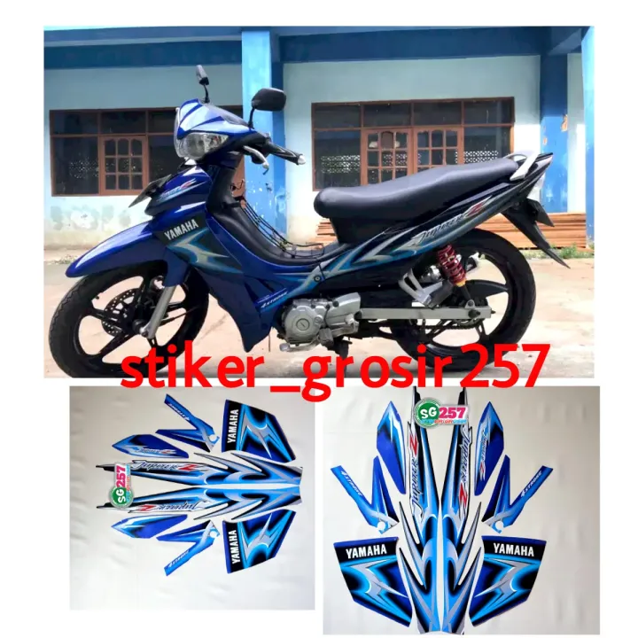 STIKER STRIPING LIS BODY JUPITER Z BURHAN 2006 2007 BIRU HITAM