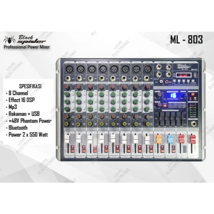 Power Mixer Black Spider ML 803 Mixer Black Spider ML803 8 Channel