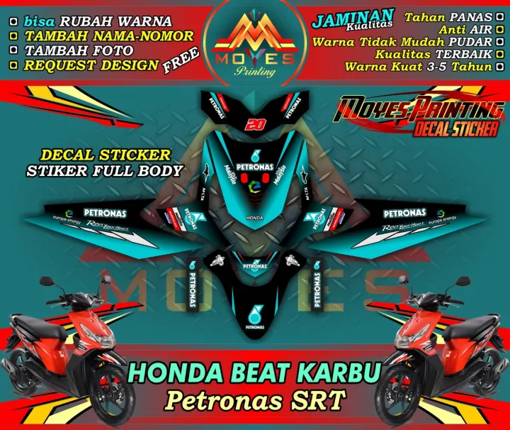 Decal Honda Beat Karbu Full Body Motif Petronas SRT Sticker Honda Beat