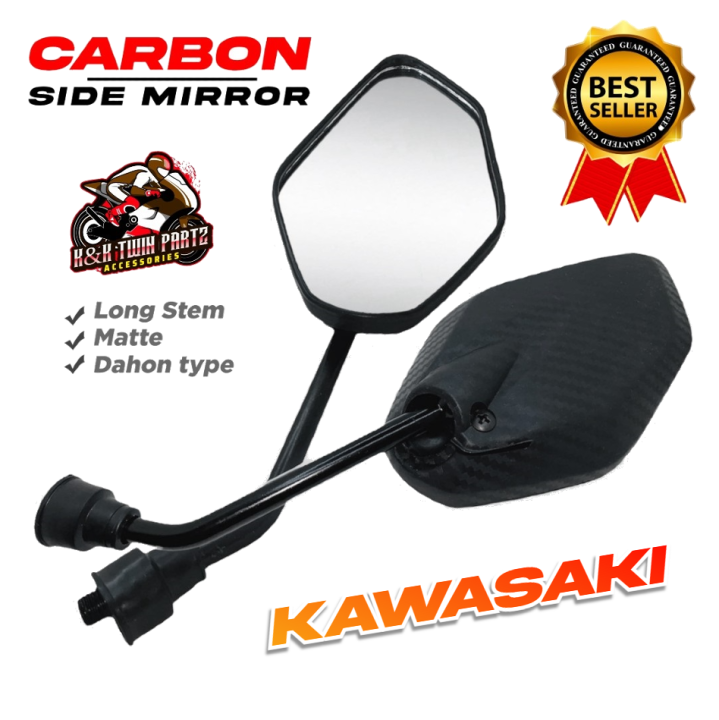 Kawasaki CT100B Motorcycle Carbon Matte Side Mirror Black Long Stem