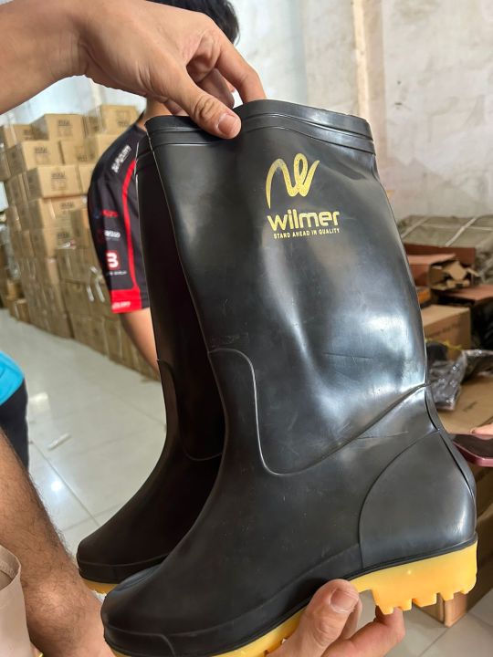 Sepatu Boot Karet Hitam Panjang Wilmer Sepatu Karet Lembut Elastis