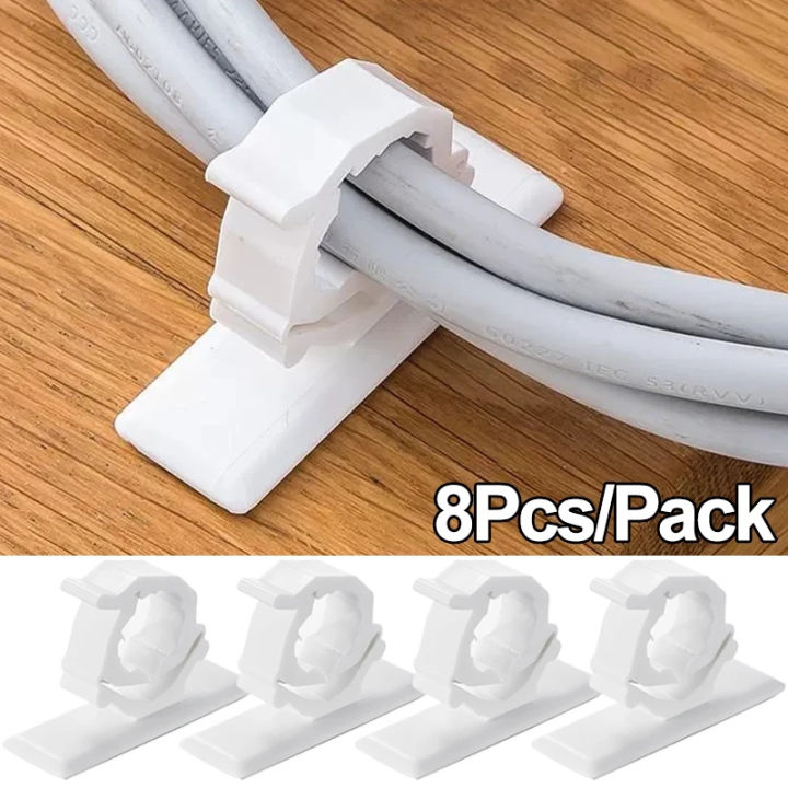 8 4Pcs Plastic Cable Organizer Clips Self Adhesive Home Office Desktop