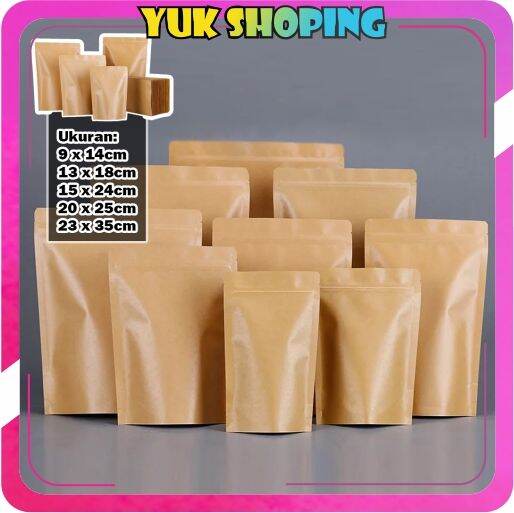 Standing Pouch Craft Non Windows Warna Coklat I Kemasan Kopi I Kemasan