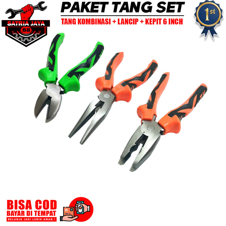 Paket Pcs Tang Lancip Tang Potong Tang Kombinasi Set Pak Inch