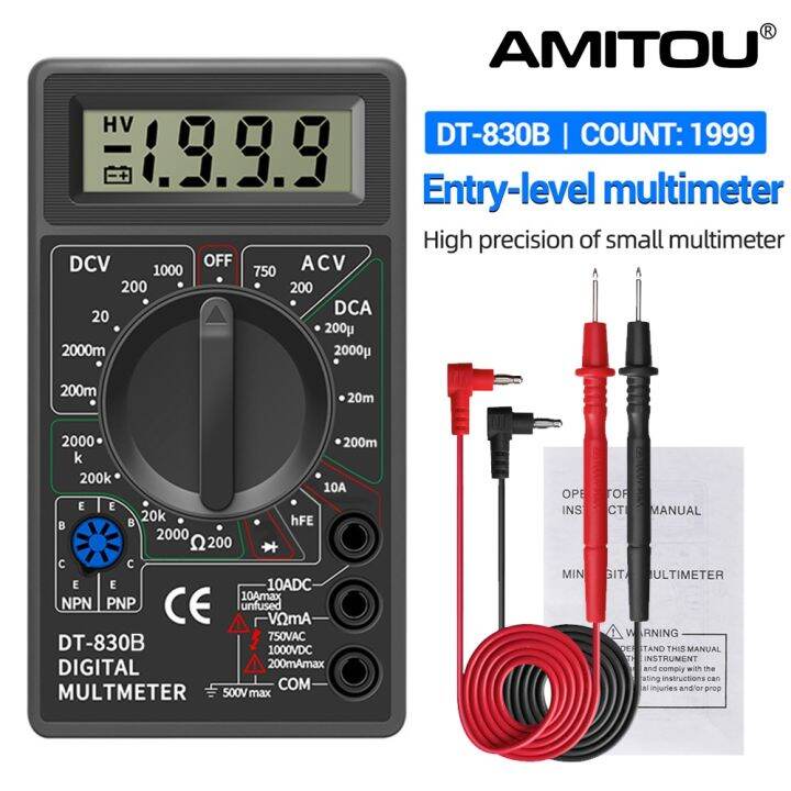 AMITOU DT830B Digital Multimeter AC DC LCD Mini Voltmeter Ammeter Ohm