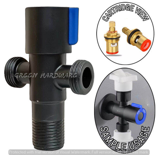 Pcs Stainless Steel Matte Black Two Way Angle Valve Male