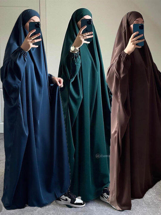 Eid Hooded Muslim Women Jilbab Long Khimar Hijab Dress Prayer Garment