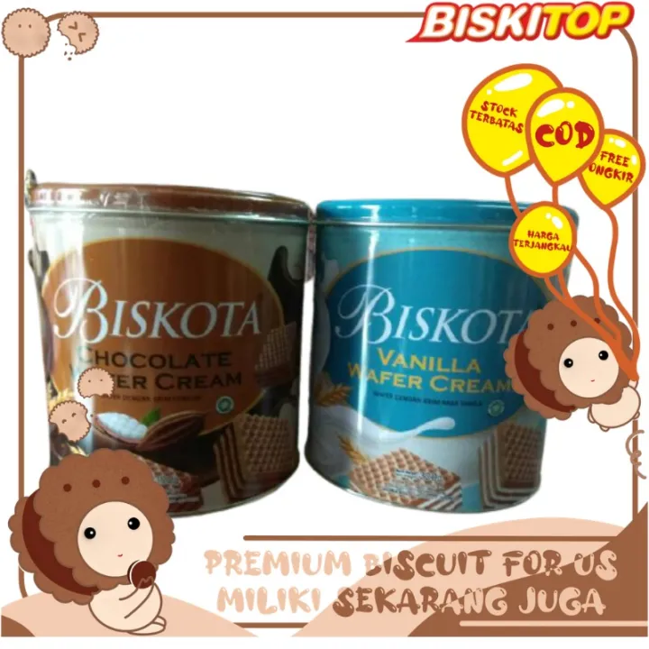 BISKITOP Biskota Wafer Cream Kaleng 300gr Biskuit Lebaran Biskuit