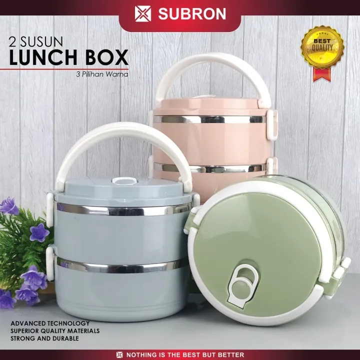 SUBRON Rantang Lunch Box Tempat Bekel Wadah Bekal Makanan Warna Polos 2