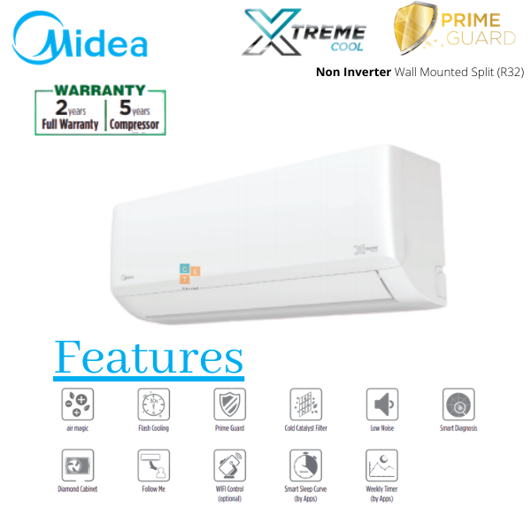 MIDEA MSAG Xtreme Cool R32 1HP Non Inverter Ionizer Aircond Lazada