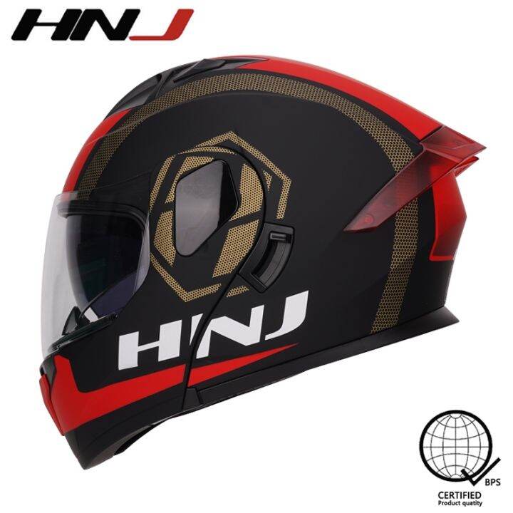 Hnj Motorcycle Helmets Open Face Modular Motor Helmet Dual Visor