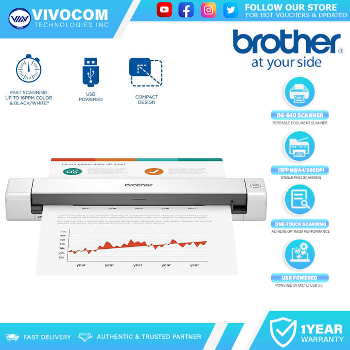 Brother DS 640 Portable Document Scanner Lazada PH