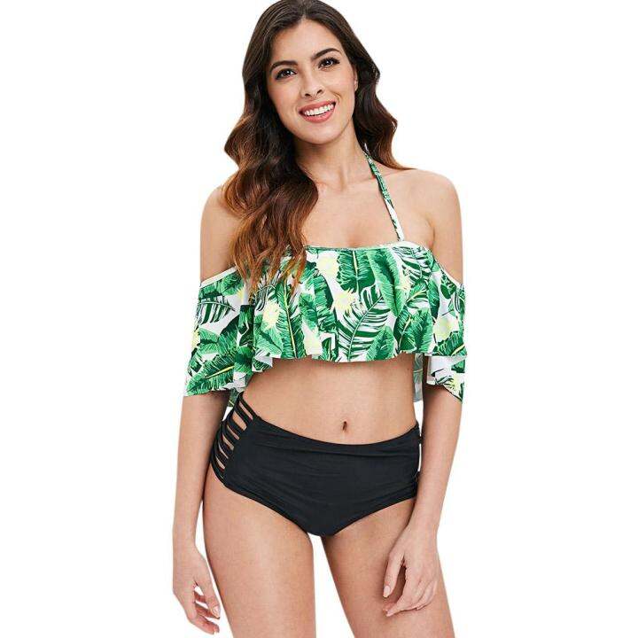 Tropical Print Ladder Cut Out Bikini Set Lazada