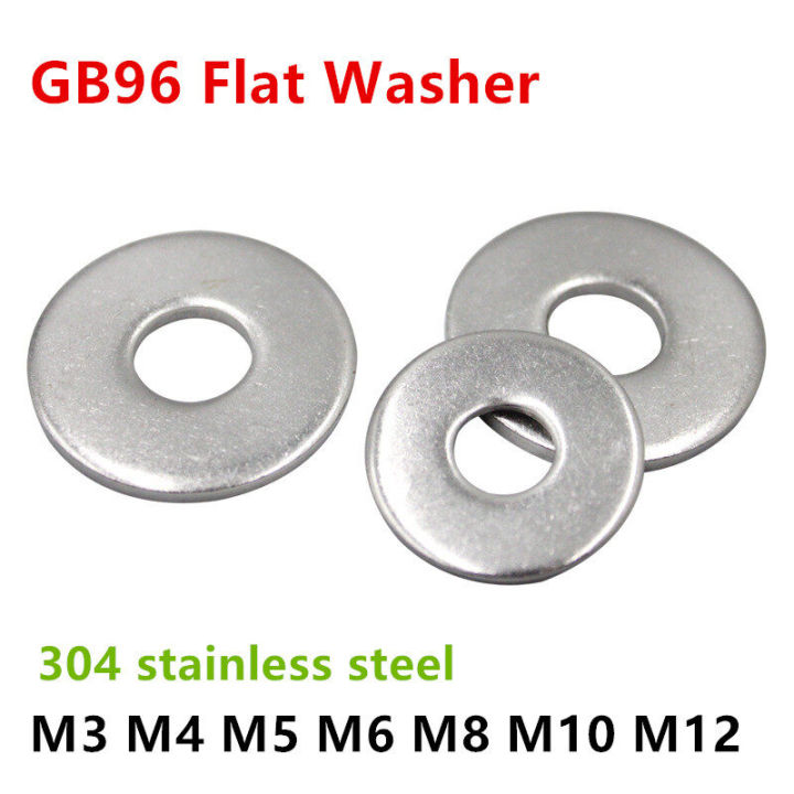 5 50Pcs GB96 M3 M4 M5 M6 M8 M10 M12 304 Stainless Steel Large Size Flat