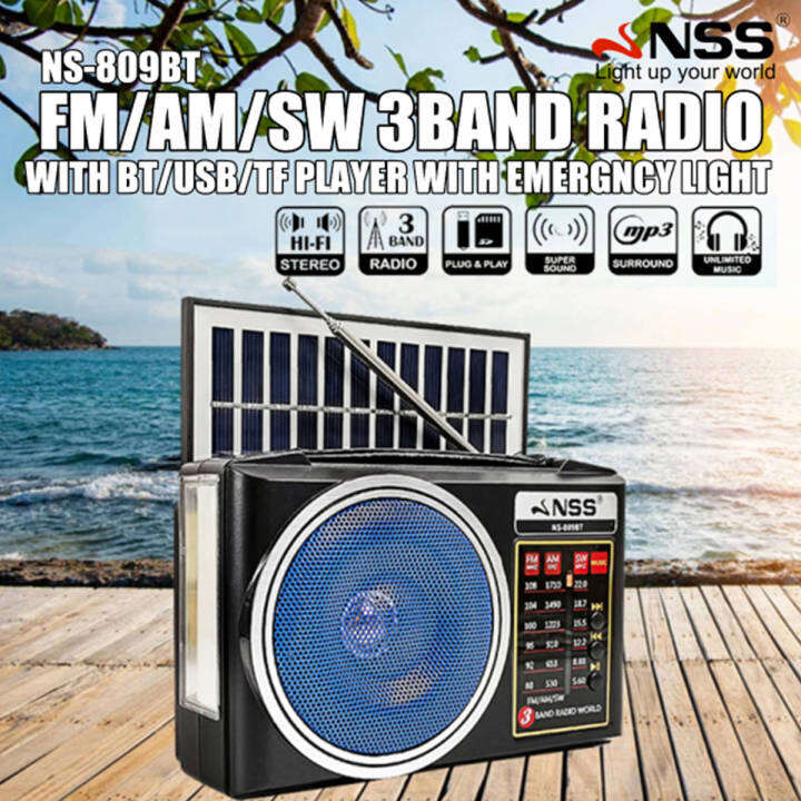 NSS FM AM SW 3 Band Radio With BT USB TF Music Player With Emergncy