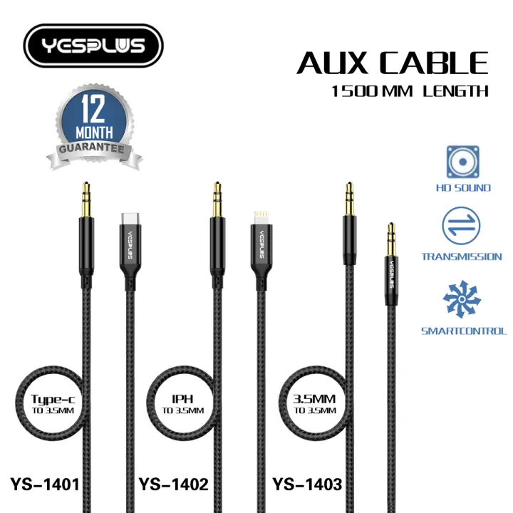 YESPLUSKABEL AUDIO AUX 3 5mm 100cm AUX To TYPE C AUX To LIGHTING