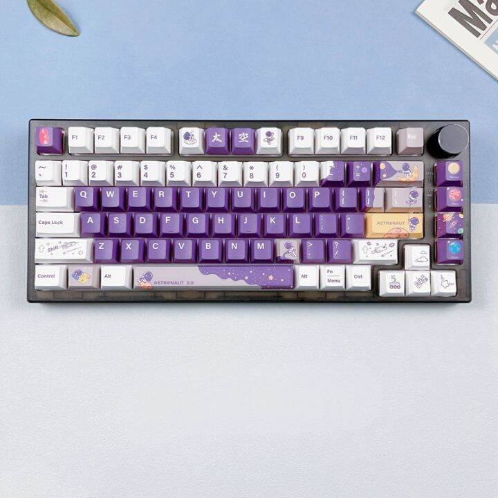 Keycap OnlyAstronaut Black Purple Keycaps 130 Keys Cherry Profile PBT