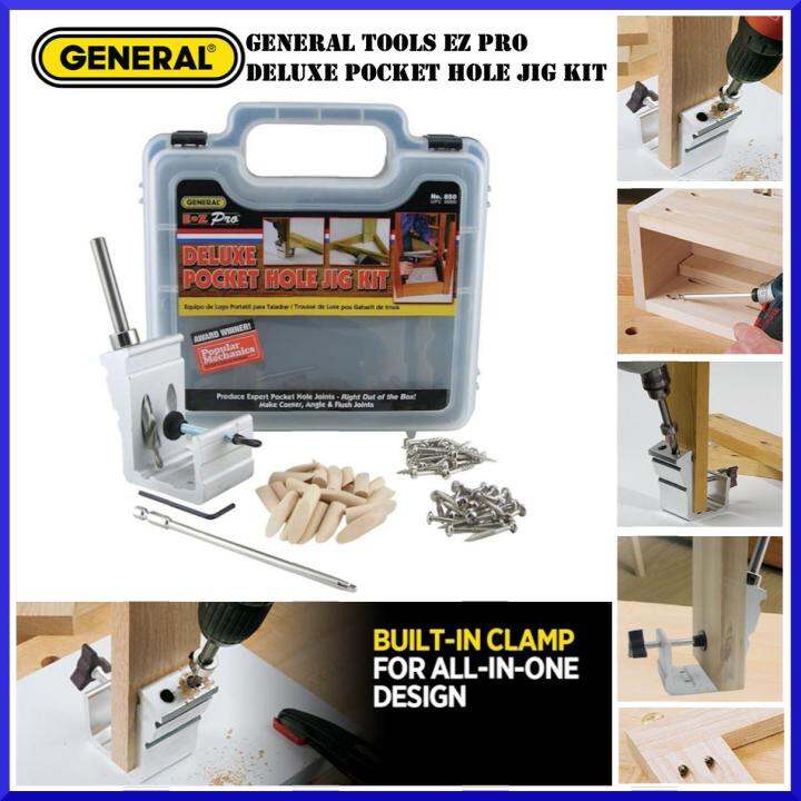 General Tools EZ Pro Deluxe Pocket Hole Jig Kit Heavy Duty Aluminum